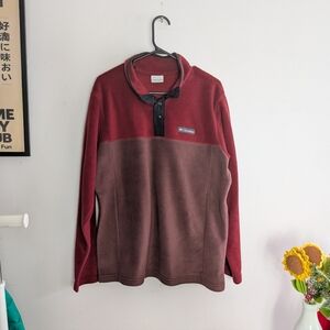 Columbia Red and Brown Fleece Pullover Size medium